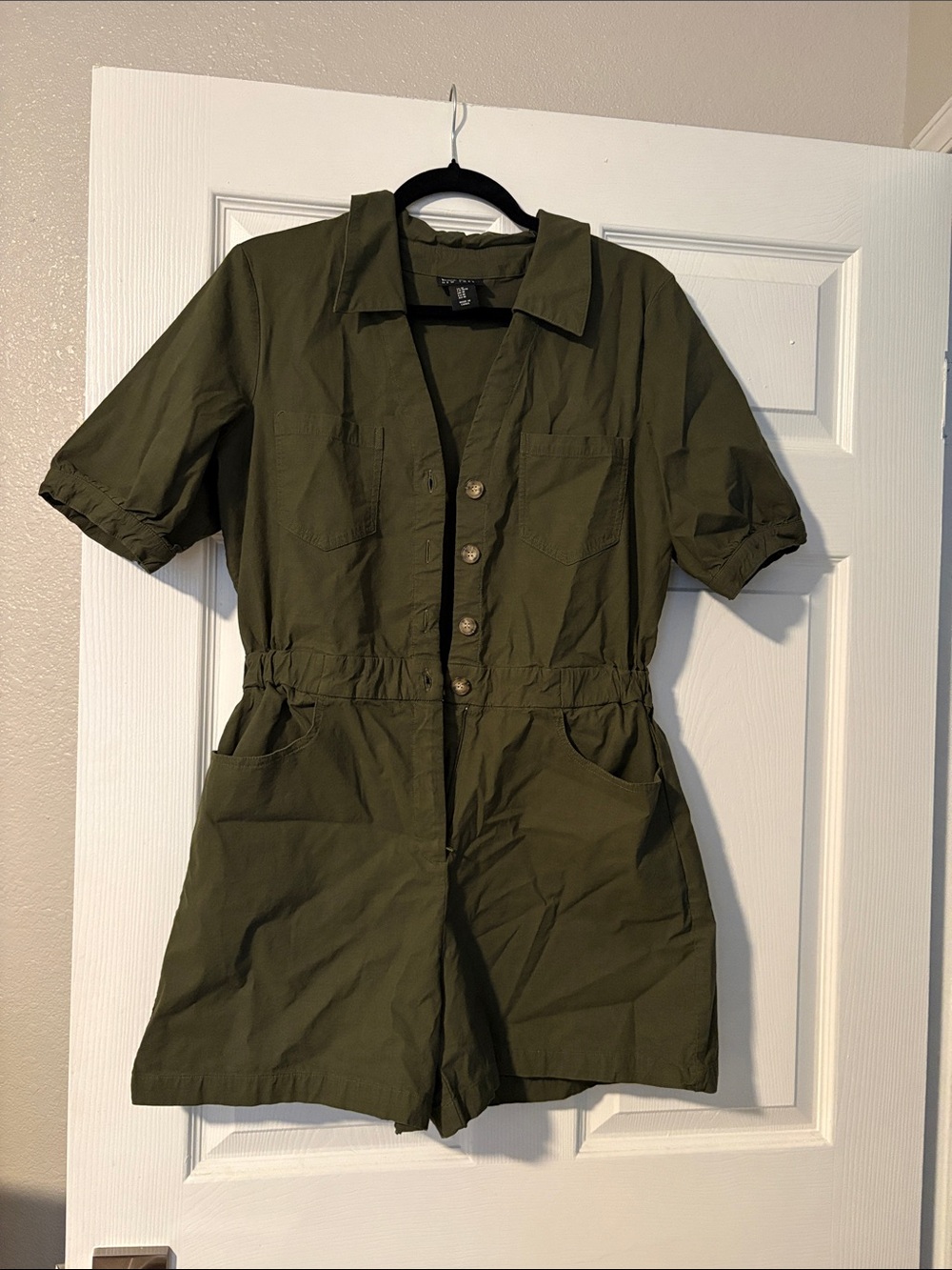 Nicole Miller Olive Short-Sleeve Utility Romper